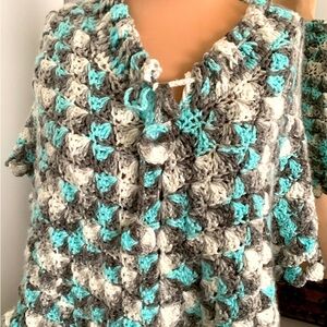 PONCHO HAND CROCHET YARN SIZE SMALL